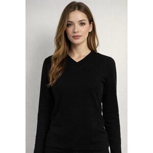 OGL Move Black Long Sleeve V Neck Top NWT Size Small Minimalist Stretch Knit